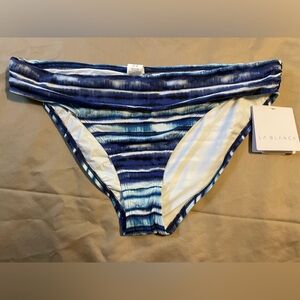 La Blanca Women's Blue Stripe Hipster Bikini Swimsuit Bottom Swim Size 14